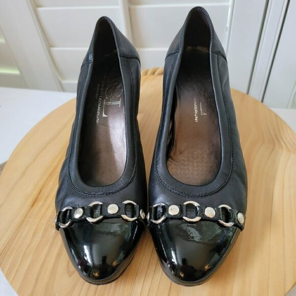 AGL Italian Leather Heels - Patent Toe with Silver Harddware - Size 9.5 - Picture 2 of 8